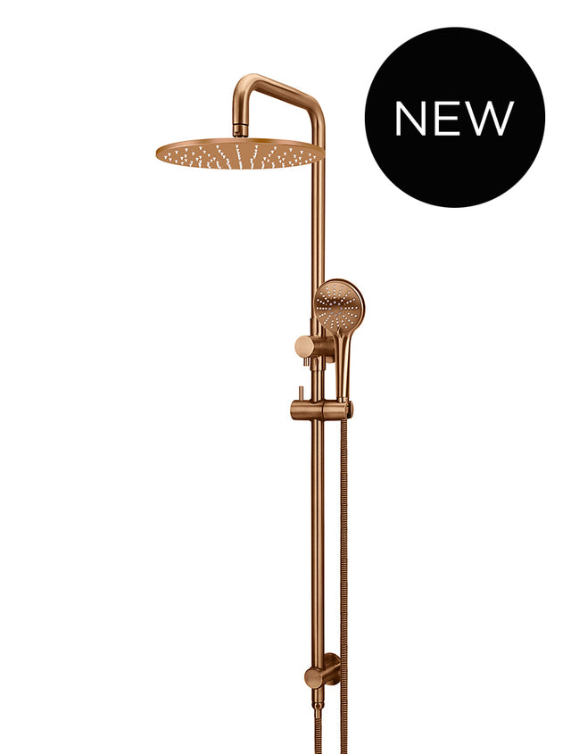 Round Combination Shower Rail 300mm Rose, Three Function Hand Shower - Default Title (SKU: MZ0706-PVDBZ) by Meir