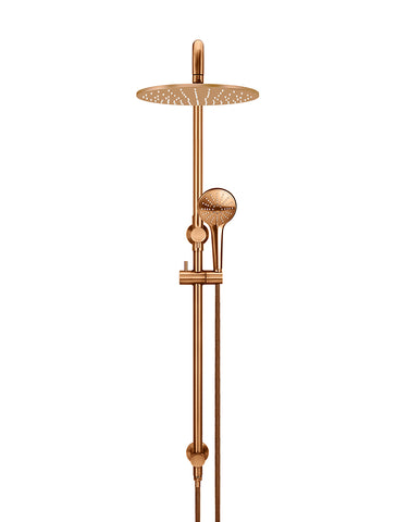 Round Combination Shower Rail 300mm Rose, Three Function Hand Shower - Lustre Bronze