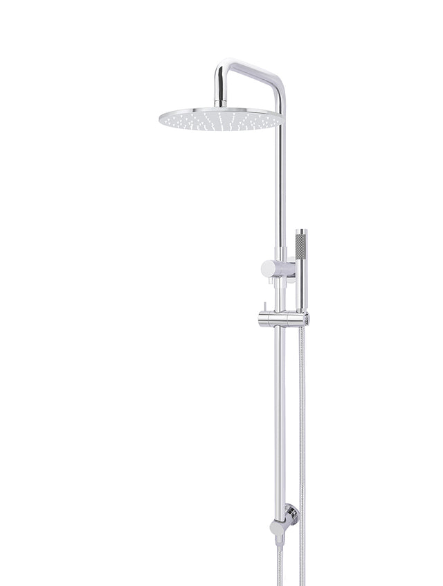 Round Combination Shower Rail, 300mm Rose, Single Function Hand Shower - Polished Chrome (SKU: MZ0706-R-C) by Meir