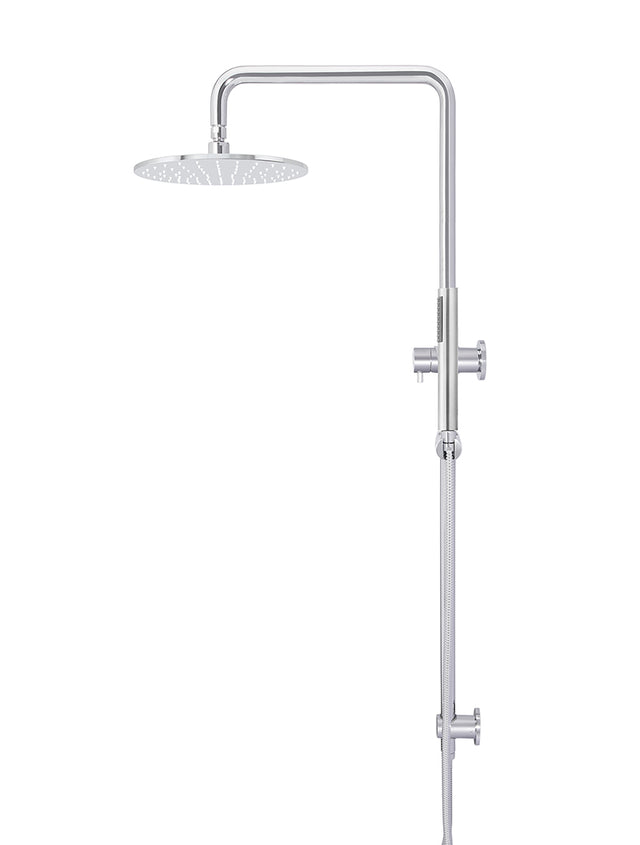 Round Combination Shower Rail, 300mm Rose, Single Function Hand Shower - Polished Chrome (SKU: MZ0706-R-C) by Meir