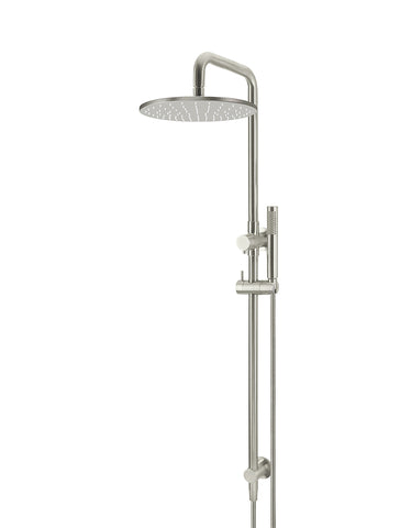 Round Combination Shower Rail, 300mm Rose, Single Function Hand Shower - PVD Brushed Nickel
