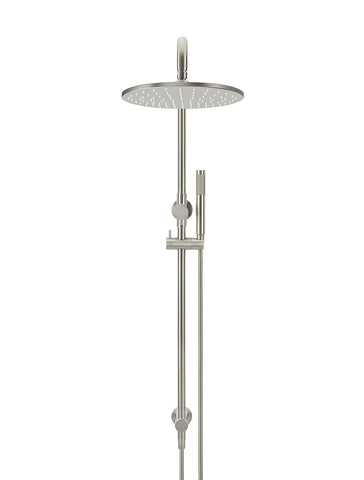 Round Combination Shower Rail, 300mm Rose, Single Function Hand Shower - PVD Brushed Nickel
