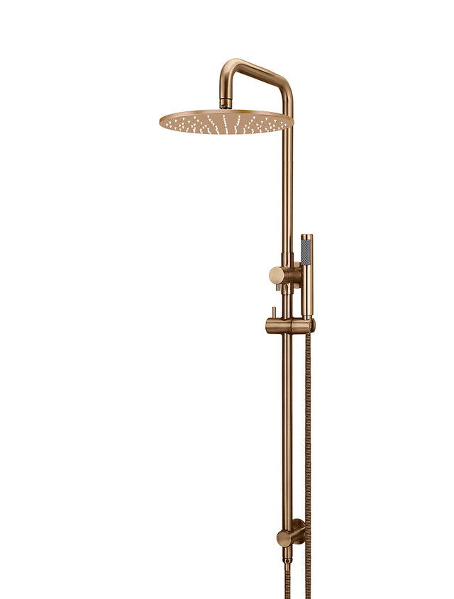 Round Combination Shower Rail, 300mm Rose, Single Function Hand Shower - PVD Lustre Bronze (SKU: MZ0706-R-PVDBZ) by Meir