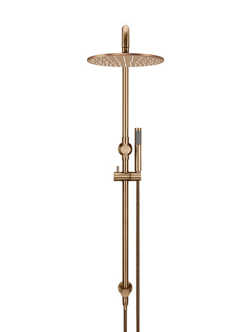 Round Combination Shower Rail, 300mm Rose, Single Function Hand Shower - Lustre Bronze