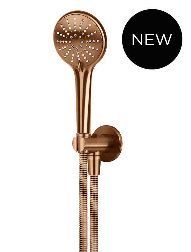 Round Three Function Hand Shower on Fixed Bracket - PVD Lustre Bronze (SKU: MZ08-PVDBZ) by Meir