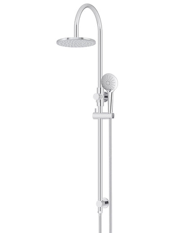Round Gooseneck Shower Set with 200mm rose, Three-Function Hand Shower - Polished Chrome