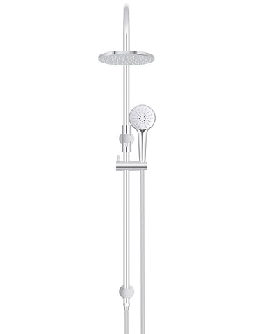 Round Gooseneck Shower Set with 200mm rose, Three-Function Hand Shower - Polished Chrome