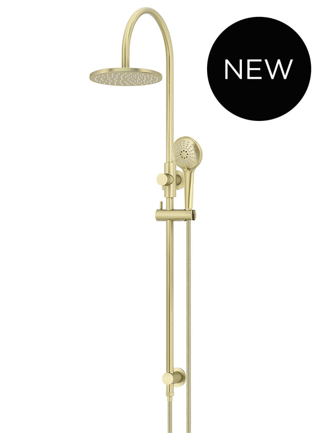 Round Gooseneck Shower Set with 200mm rose, Three-Function Hand Shower - PVD Tiger Bronze