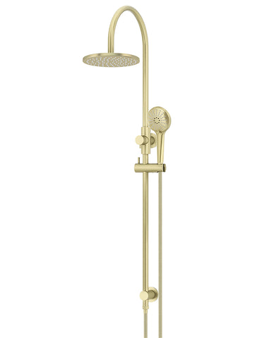 Round Gooseneck Shower Set with 200mm rose, Three-Function Hand Shower - PVD Tiger Bronze