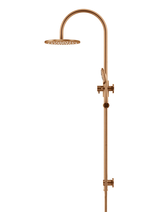 Round Gooseneck Shower Set with 200mm rose, Three-Function Hand Shower - Default Title (SKU: MZ0904-PVDBZ) by Meir