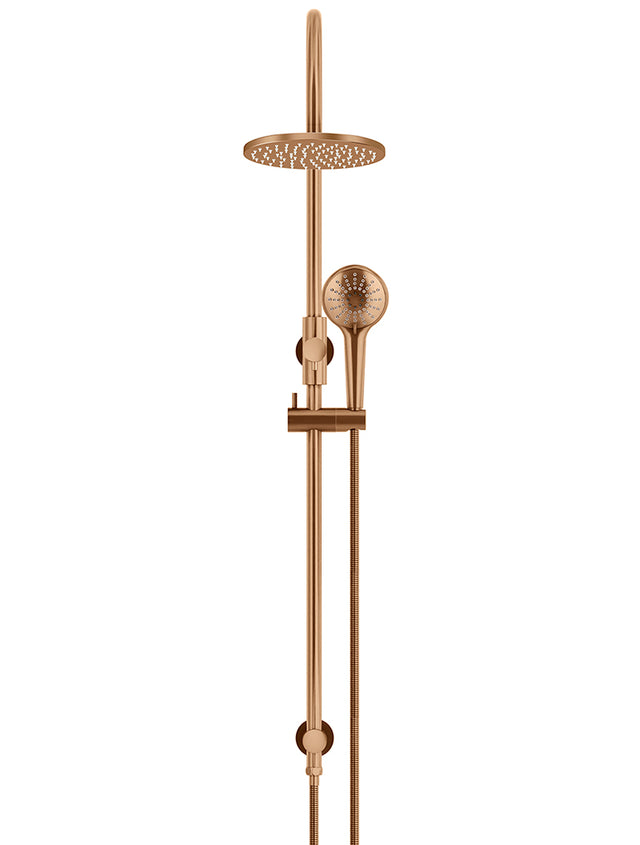 Round Gooseneck Shower Set with 200mm rose, Three-Function Hand Shower - Default Title (SKU: MZ0904-PVDBZ) by Meir
