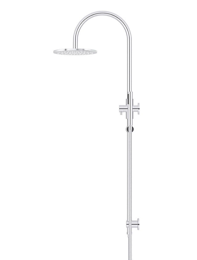 Round Gooseneck Shower Set with 200mm rose, Single-Function Hand Shower - Default Title (SKU: MZ0904-R-C) by Meir