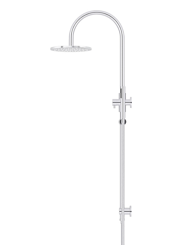 Round Gooseneck Shower Set with 200mm rose, Single-Function Hand Shower - Polished Chrome (SKU: MZ0904-R-C) by Meir