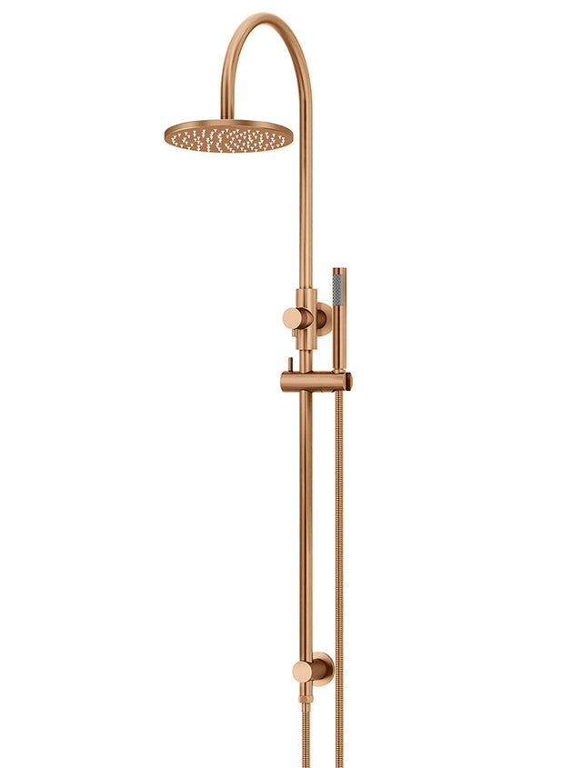 Round Gooseneck Shower Set with 200mm rose, Single-Function Hand Shower - Default Title (SKU: MZ0904-R-PVDBZ) by Meir