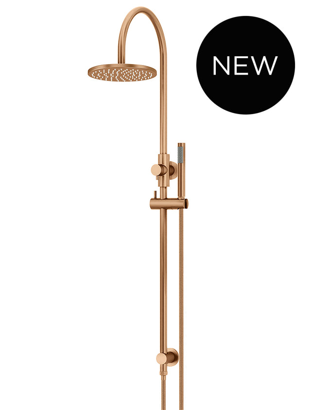 Round Gooseneck Shower Set with 200mm rose, Single-Function Hand Shower - Default Title (SKU: MZ0904-R-PVDBZ) by Meir