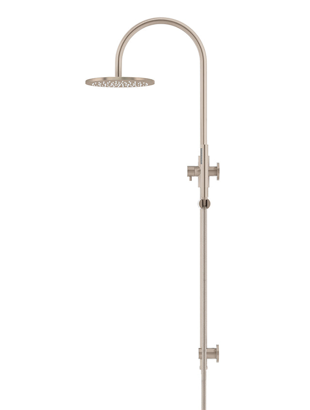 Round Gooseneck Shower Set with 200mm rose, Single-Function Hand Shower - Champagne (SKU: MZ0904-R-CH) by Meir