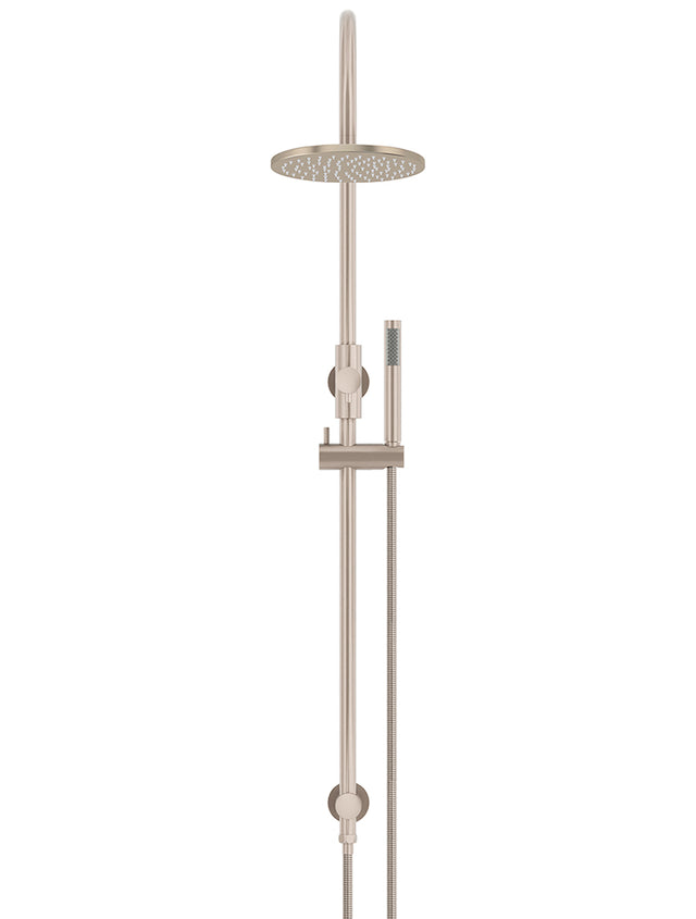 Round Gooseneck Shower Set with 200mm rose, Single-Function Hand Shower - Champagne (SKU: MZ0904-R-CH) by Meir
