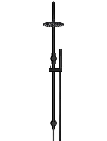 Round Gooseneck Shower Set with 200mm rose, Single-Function Hand Shower - Matte Black