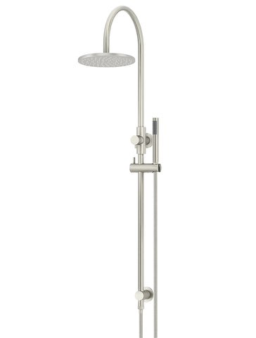 Round Gooseneck Shower Set with 200mm rose, Single-Function Hand Shower - PVD Brushed Nickel