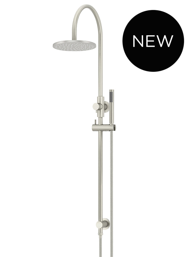 Round Gooseneck Shower Set with 200mm rose, Single-Function Hand Shower - Default Title (SKU: MZ0904-R-PVDBN) by Meir