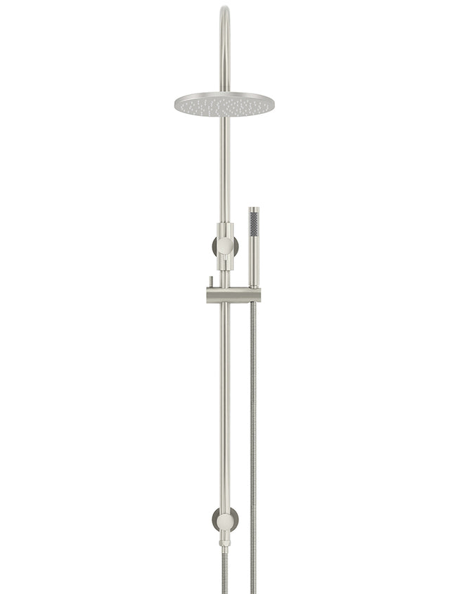 Round Gooseneck Shower Set with 200mm rose, Single-Function Hand Shower - PVD Brushed Nickel (SKU: MZ0904-R-PVDBN) by Meir