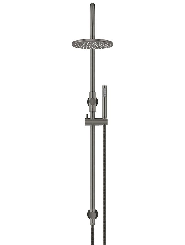 Round Gooseneck Shower Set with 200mm rose, Single-Function Hand Shower - Shadow Gunmetal (SKU: MZ0904-R-PVDGM) by Meir