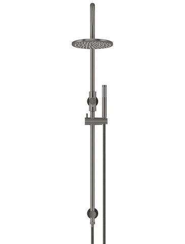 Round Gooseneck Shower Set with 200mm rose, Single-Function Hand Shower - Shadow Gunmetal
