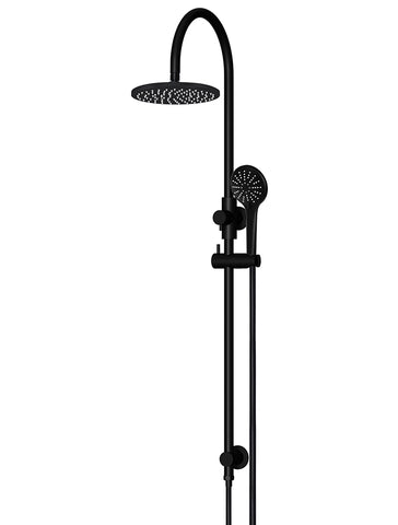 Round Gooseneck Shower Set with 200mm rose, Three-Function Hand Shower - Matte Black