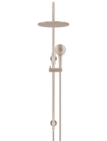 Round Gooseneck Shower Set with 300mm rose, Three-Function Hand Shower - Champagne