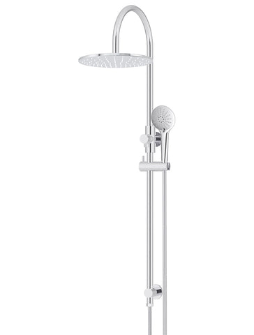 Round Gooseneck Shower Set with 300mm rose, Three-Function Hand Shower - Polished Chrome