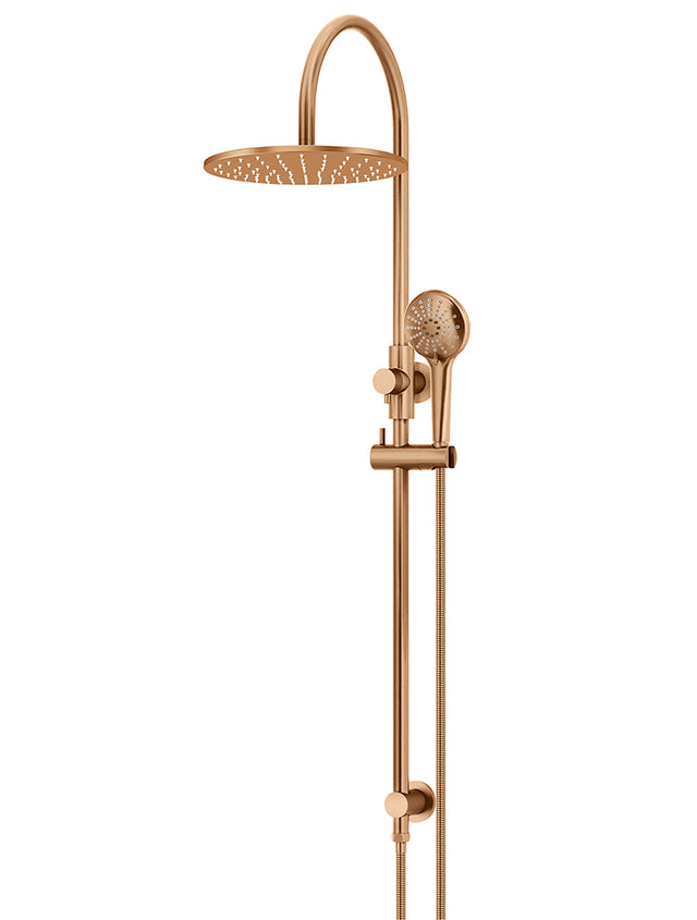 Round Gooseneck Shower Set with 300mm rose, Three-Function Hand Shower - Default Title (SKU: MZ0906-PVDBZ) by Meir
