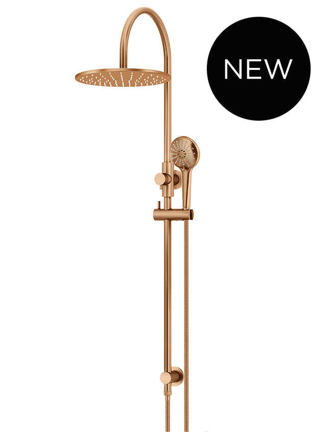 Round Gooseneck Shower Set with 300mm rose, Three-Function Hand Shower - Default Title (SKU: MZ0906-PVDBZ) by Meir