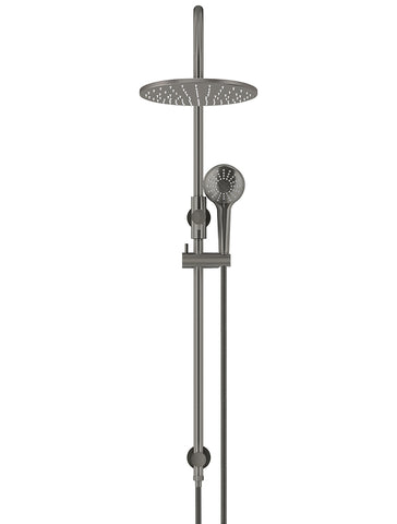 Round Gooseneck Shower Set with 300mm rose, Three-Function Hand Shower - Shadow Gunmetal