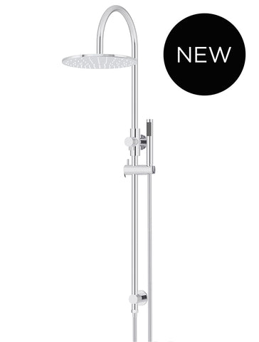 Round Gooseneck Shower Set with 300mm rose, Single-Function Hand Shower - Polished Chrome