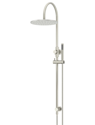 Round Gooseneck Shower Set with 300mm rose, Single-Function Hand Shower - PVD Brushed Nickel
