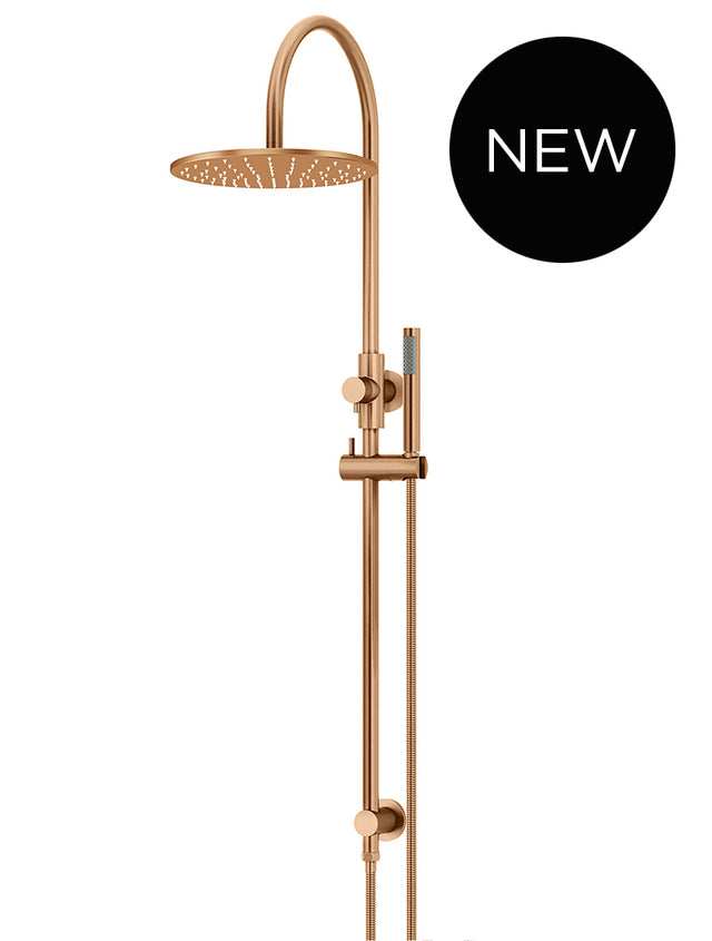Round Gooseneck Shower Set with 300mm rose, Single-Function Hand Shower - Default Title (SKU: MZ0906-R-PVDBZ) by Meir