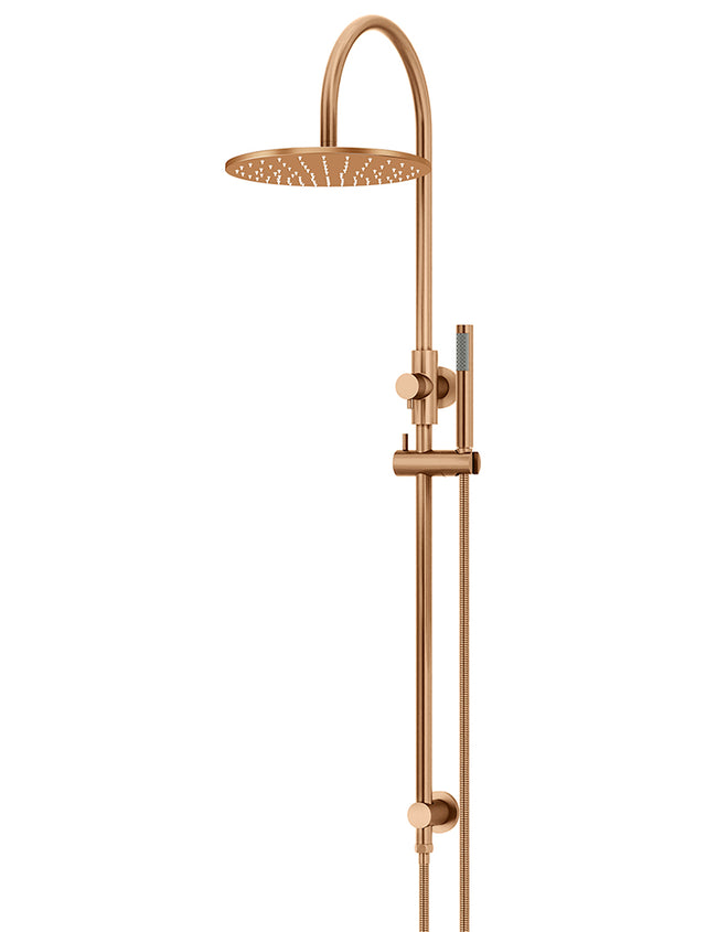 Round Gooseneck Shower Set with 300mm rose, Single-Function Hand Shower - PVD Lustre Bronze (SKU: MZ0906-R-PVDBZ) by Meir