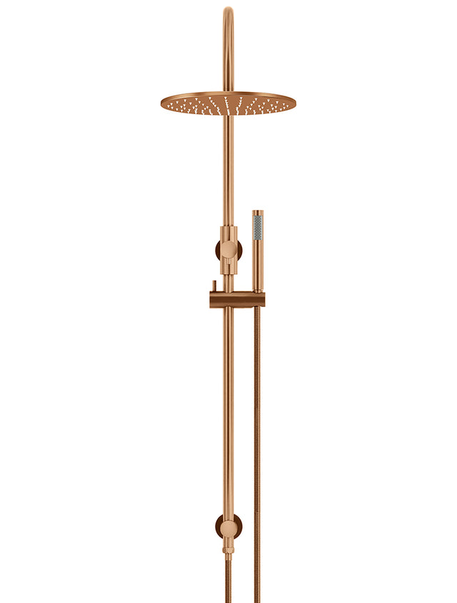 Round Gooseneck Shower Set with 300mm rose, Single-Function Hand Shower - PVD Lustre Bronze (SKU: MZ0906-R-PVDBZ) by Meir
