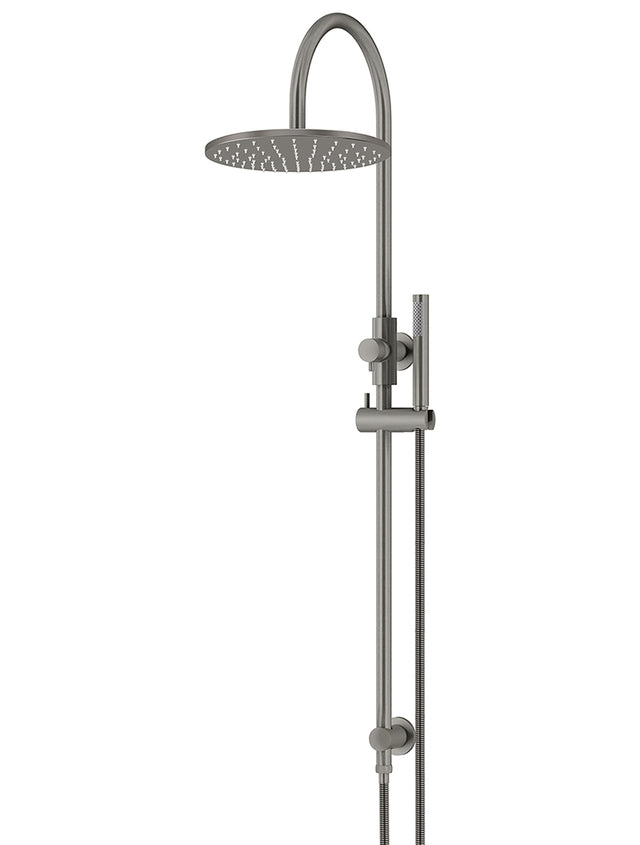 Round Gooseneck Shower Set with 300mm rose, Single-Function Hand Shower - Shadow Gunmetal (SKU: MZ0906-R-PVDGM) by Meir