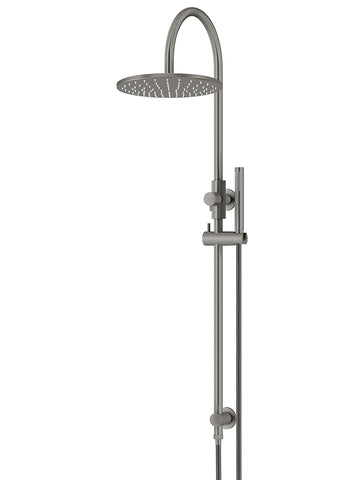 Round Gooseneck Shower Set with 300mm rose, Single-Function Hand Shower - Shadow Gunmetal