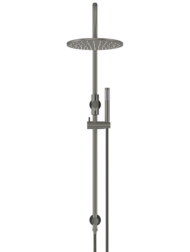 Round Gooseneck Shower Set with 300mm rose, Single-Function Hand Shower - Shadow Gunmetal (SKU: MZ0906-R-PVDGM) by Meir
