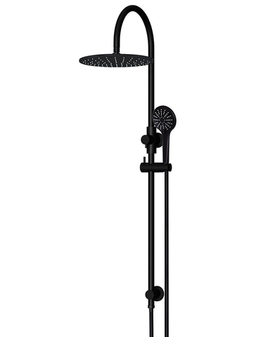 Round Gooseneck Shower Set with 300mm rose, Three-Function Hand Shower - Matte Black