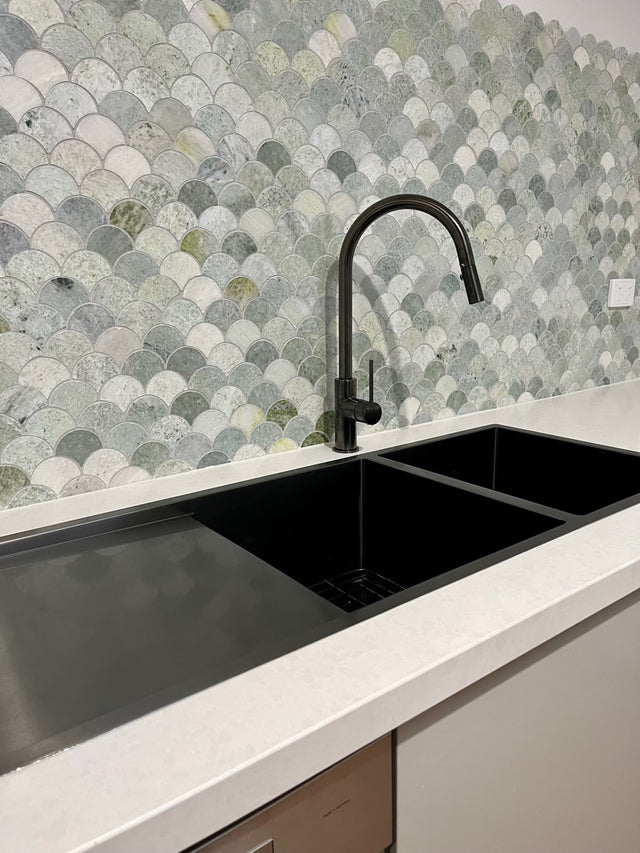 Lavello Kitchen Sink - Double Bowl & Drainboard 1160 x 440 - Gunmetal Black (SKU: MKSP-D1160440D-GM) by Meir