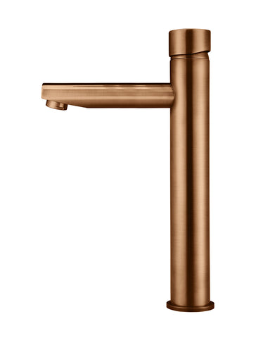 Round Pinless Tall Basin Mixer - Lustre Bronze