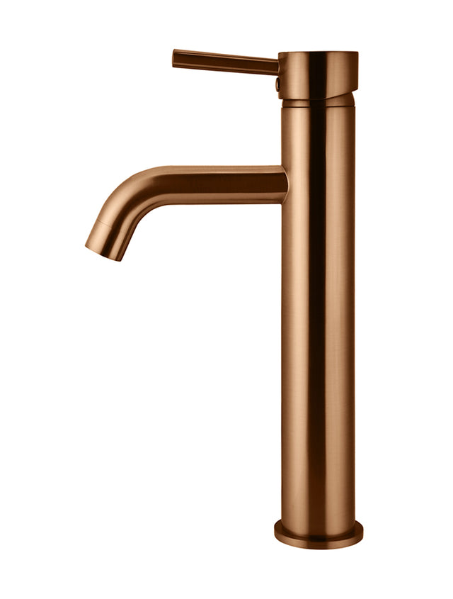 Round Tall Basin Mixer Curved - PVD Lustre Bronze (SKU: MB04-R3-PVDBZ) by Meir