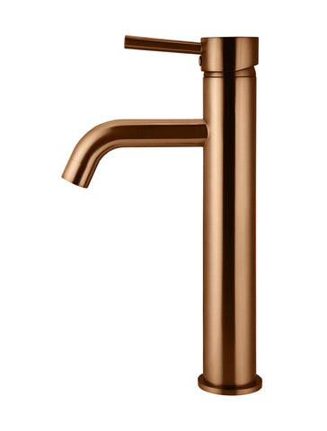 Round Tall Basin Mixer Curved - Lustre Bronze