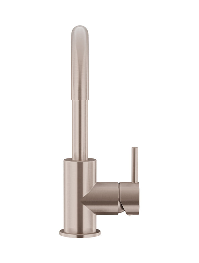 Round Gooseneck Basin Mixer with Cold Start - Champagne (SKU: MB17-CH) by Meir