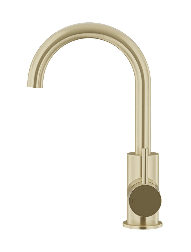 Round Gooseneck Basin Mixer with Cold Start - PVD Tiger Bronze (SKU: MB17-PVDBB) by Meir