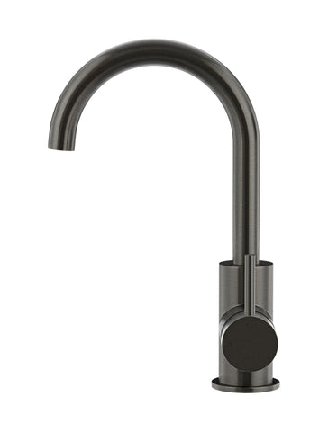 Round Gooseneck Basin Mixer with Cold Start - Shadow Gunmetal