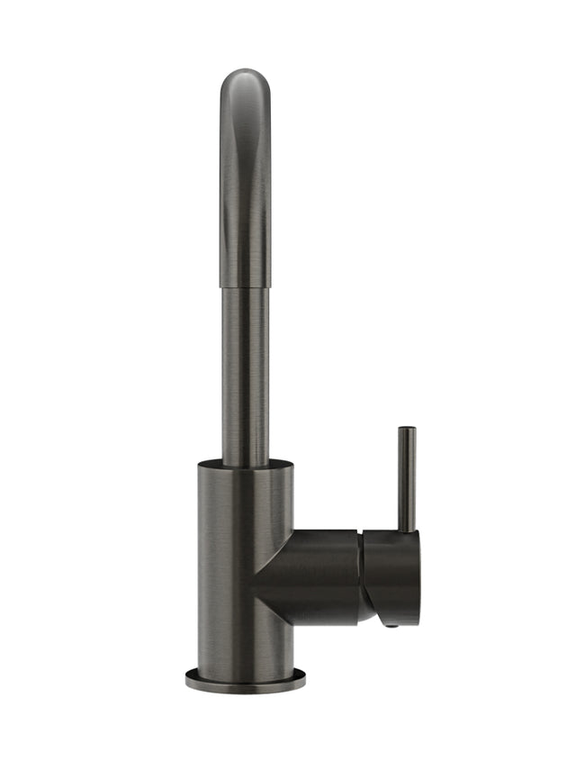 Round Gooseneck Basin Mixer with Cold Start - Shadow Gunmetal (SKU: MB17-PVDGM) by Meir
